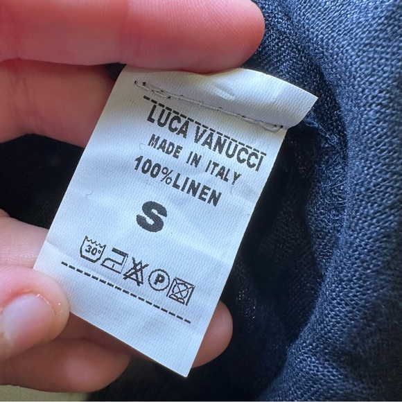 NWT Luca Vanucci Navy Blue Polka Dot Sleeveless Linen Tank Size S - Picture 9 of 10
